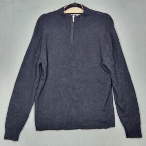 Guy Risoldi Sweater Mens XL Gray Merino Wool Quarter Zip Mock Neck Grandpacore